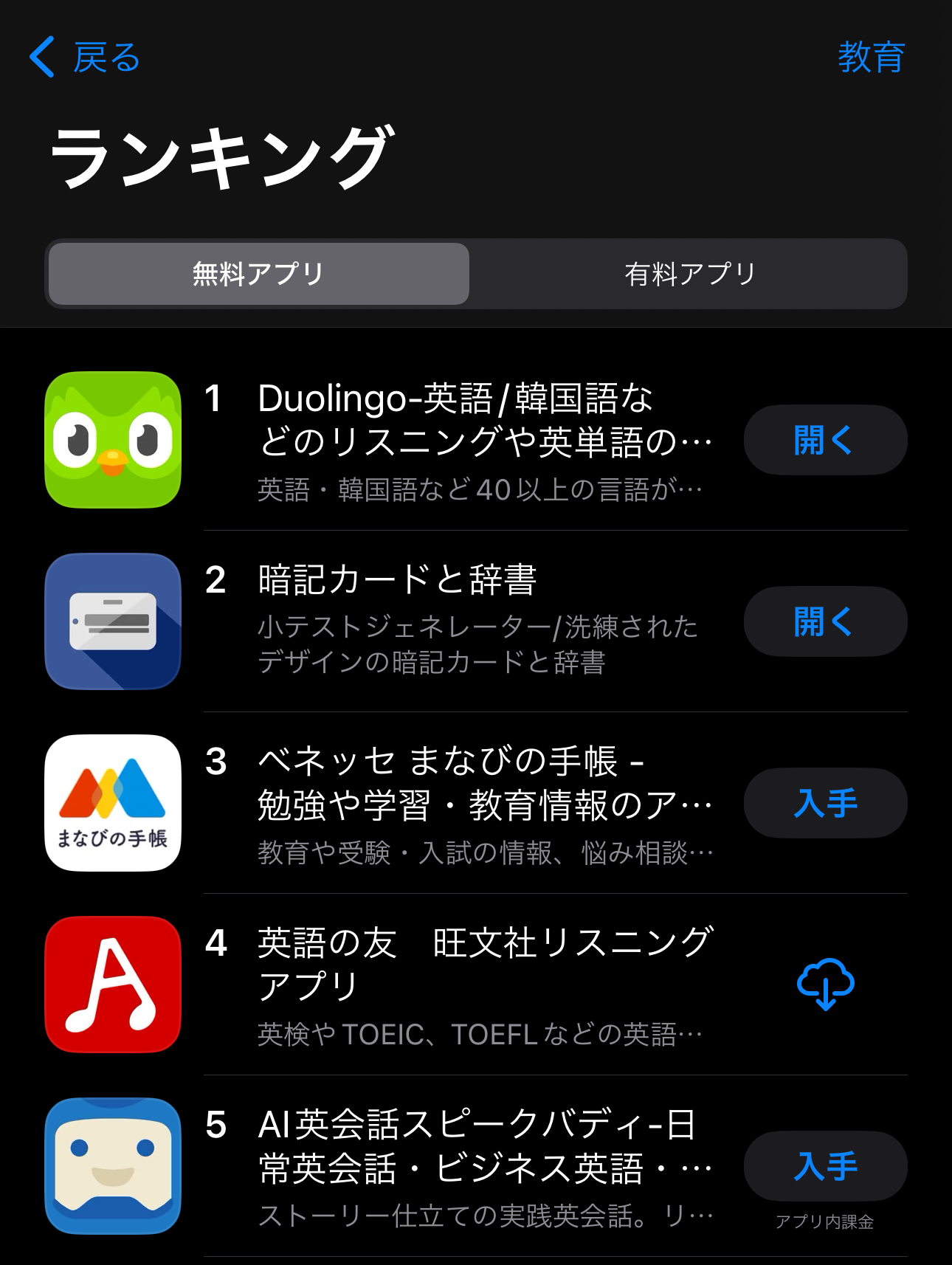 無料教育カテゴリ2位